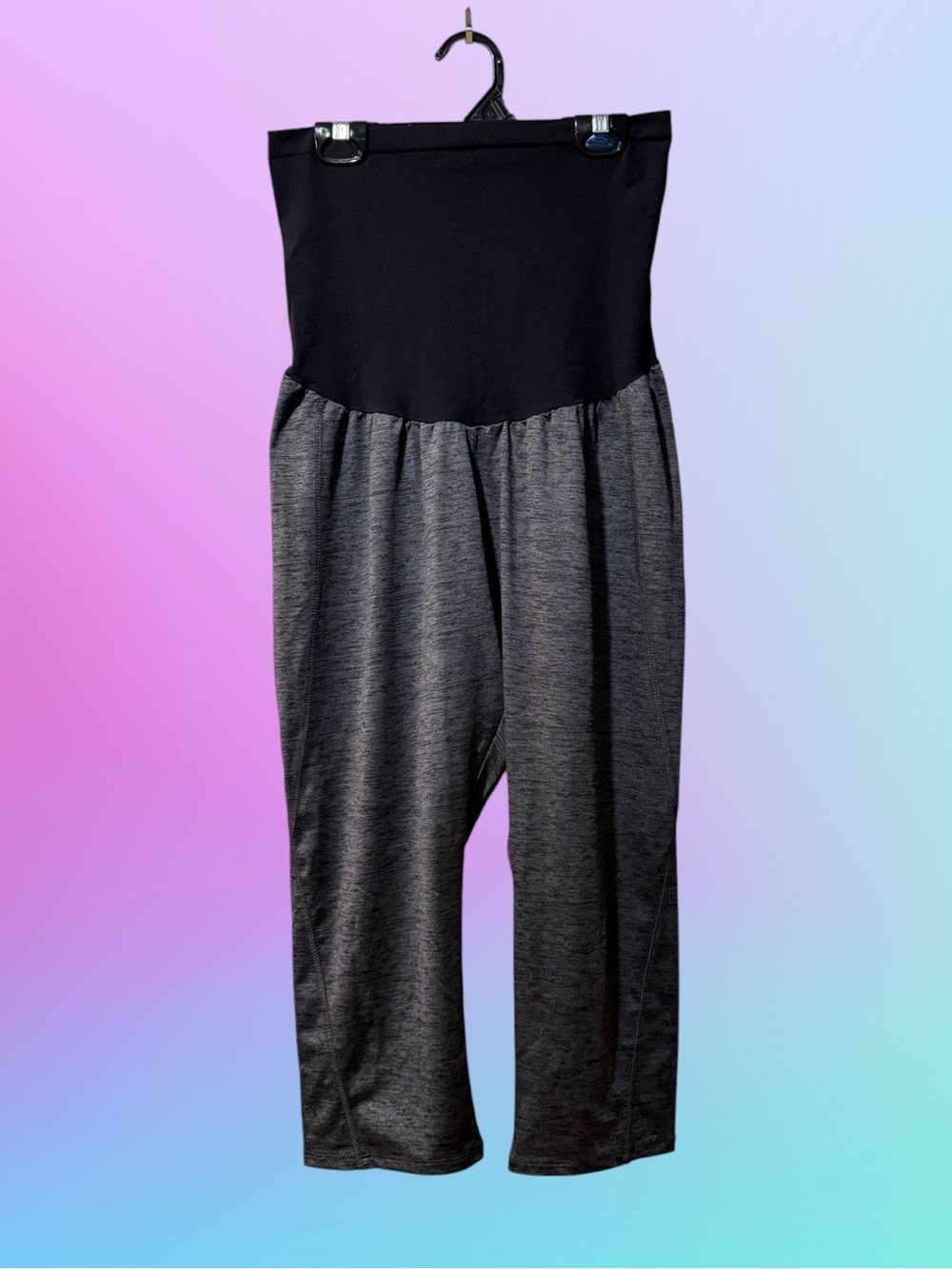 Motherhood Maternity Heather Grey & Black Cropped Leggings